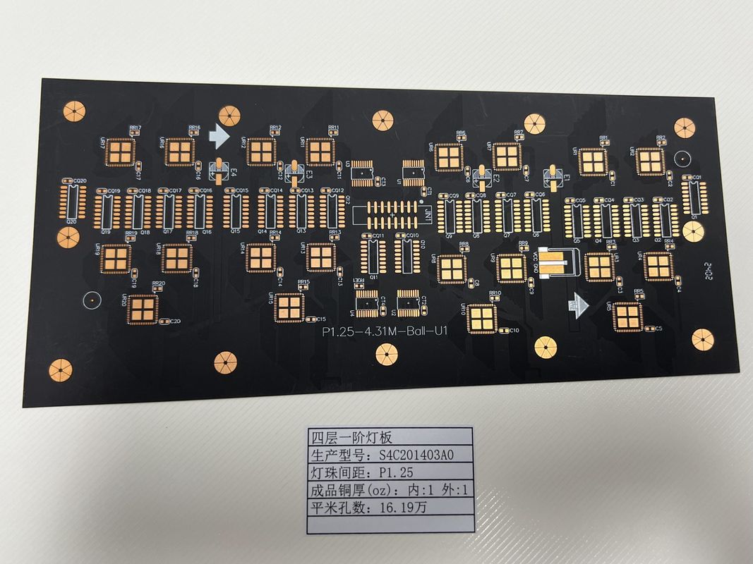 LED স্ক্রিন P1.25 4L 1+N+1 HDI স্পেশালিটি পিসিবি বোর্ড 0.15 মিমি ন্যূনতম গর্ত আকারের সাথে ল্যাম্প সকেট অ্যাপ্লিকেশনগুলির জন্য